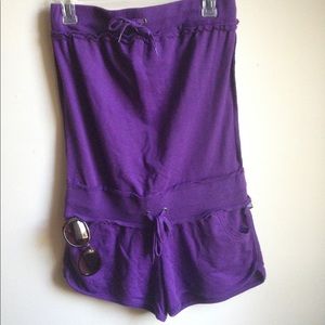 Juniors Purple Tube Top Shorts Romper Size Large